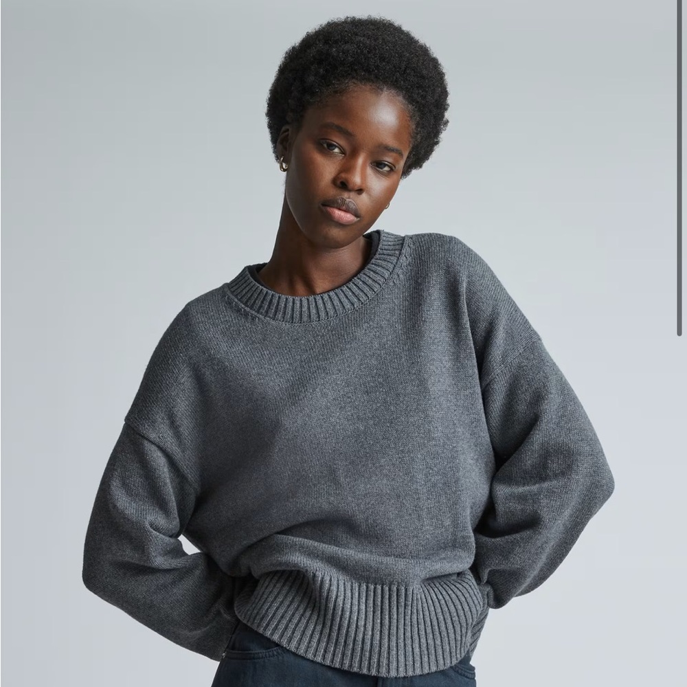 Everlane Organic Cotton Crew Sweater - Charcoal